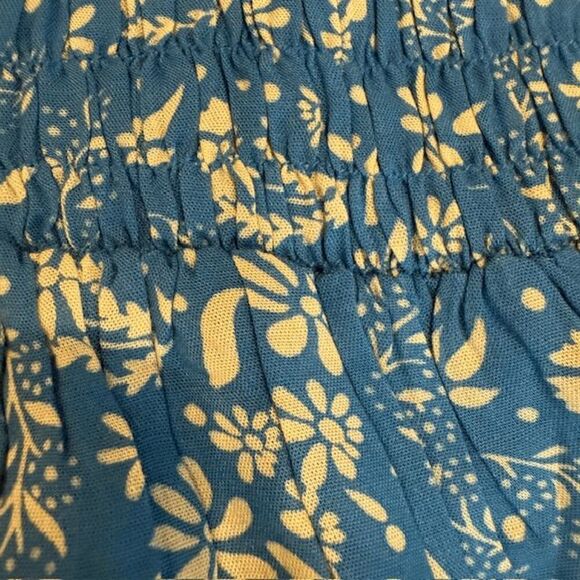 NEW! Cool Change Stevie Dress Meadow Print Cobalt Vanilla Ruched Size Small - Picture 6 of 11